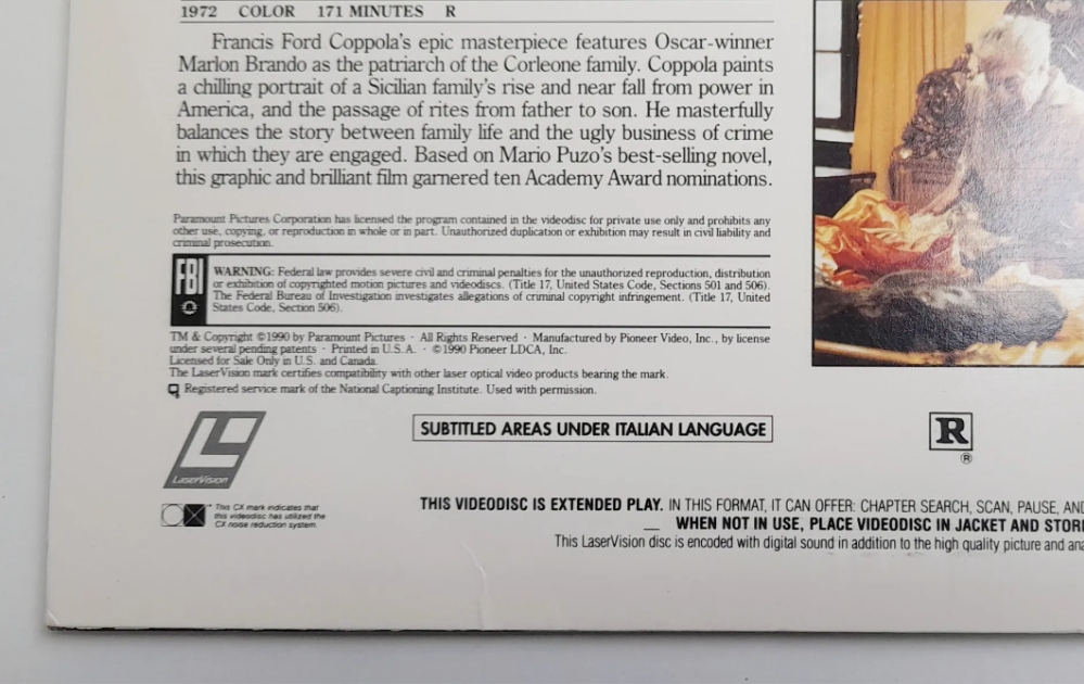 Láser Disc El Padrino Vintage